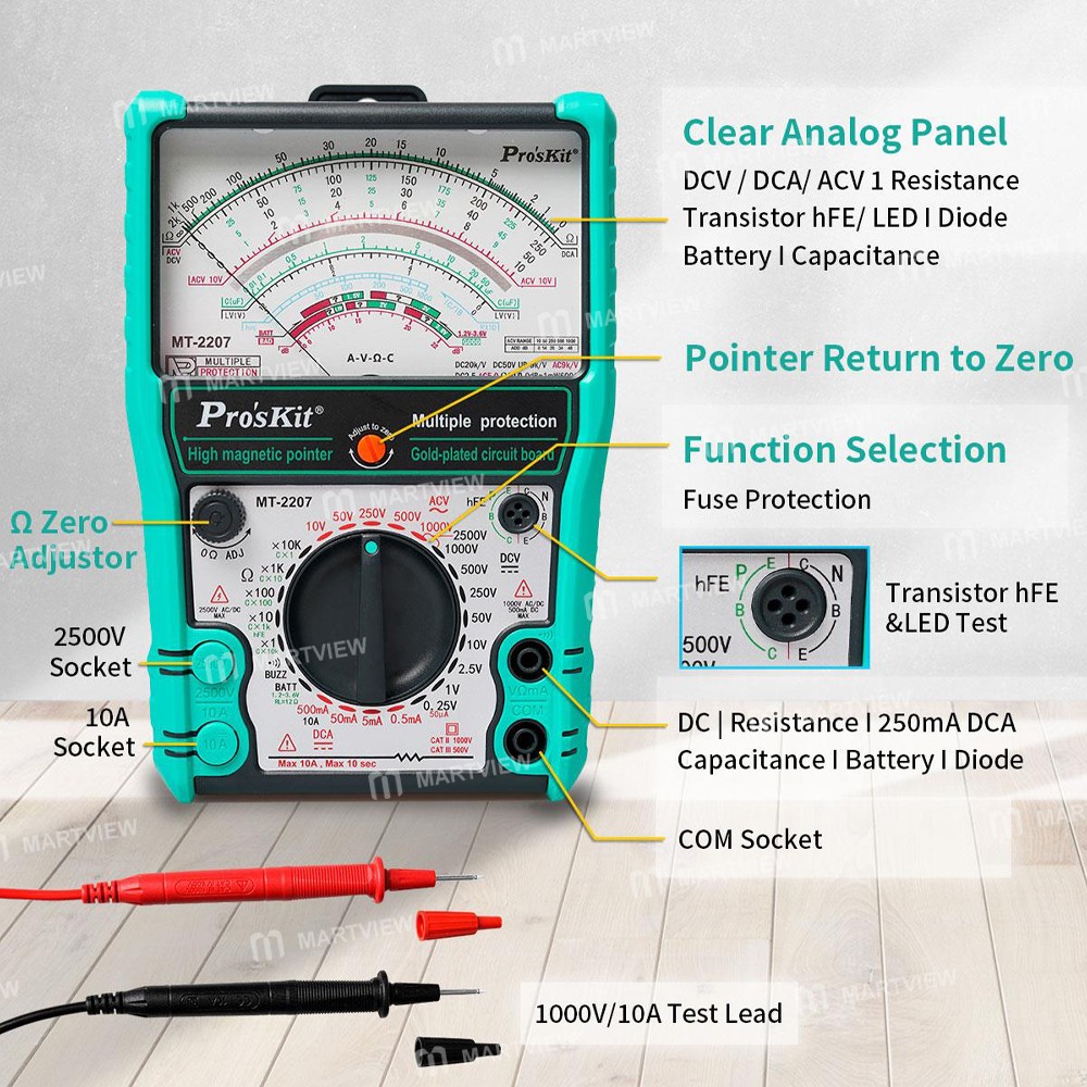 proskit mt-2207-c-internal-magnetic-anti-burning-anti-false-test-pointer-type-mechanical-multimeter-