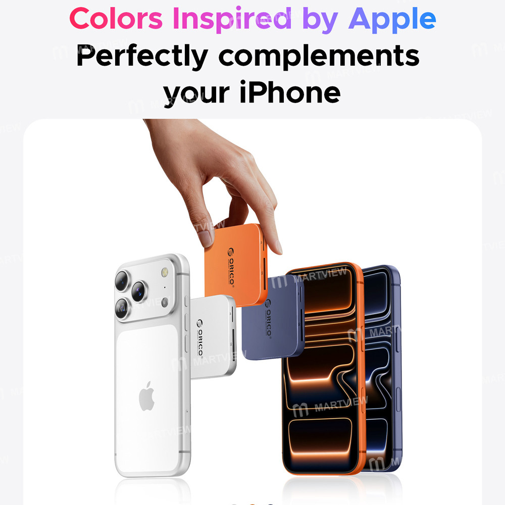 orico air5-air5c-usb-c-to-sd-tf-slot-pd100w-ultra-thin-magnetic-card-reader-for-iphone-android-table