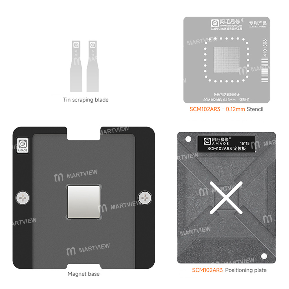 amaoe 012mm-scm102ar3-camera-main-control-chip-bga-reballing-stencil-tin-plating-platform-set-for-ca
