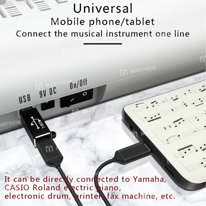 USB Type-C to Type-B MIDI Adapter for Printer / Yamaha / Electric Piano / Electronic Drum