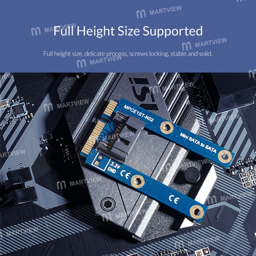 Orico MSTS7PW SATA 7Pin to mSATA Flat Type SSD Adapter Card Support Full Height Size