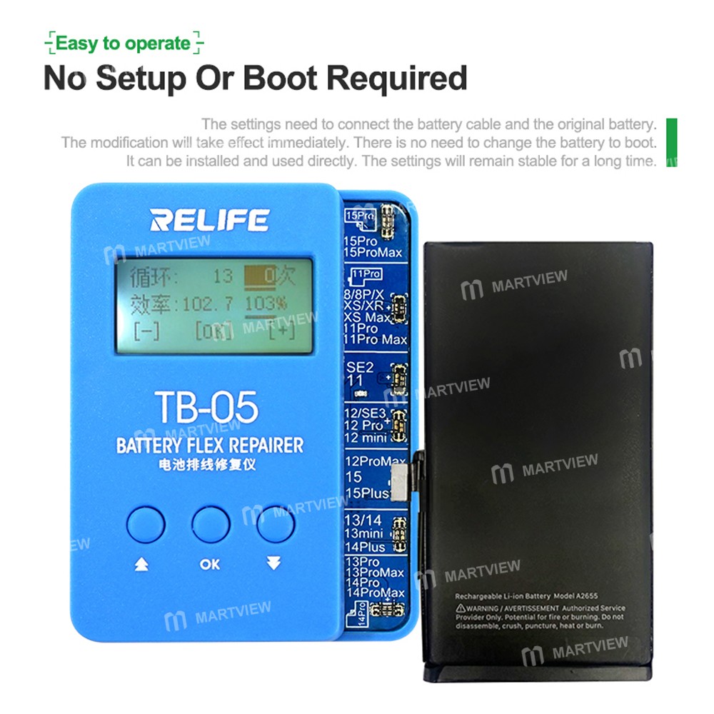 relife tb-05-v100-battery-repair-instrument-for-iphone-8-to-16pro-max-battery-data-cycles-recovery-8