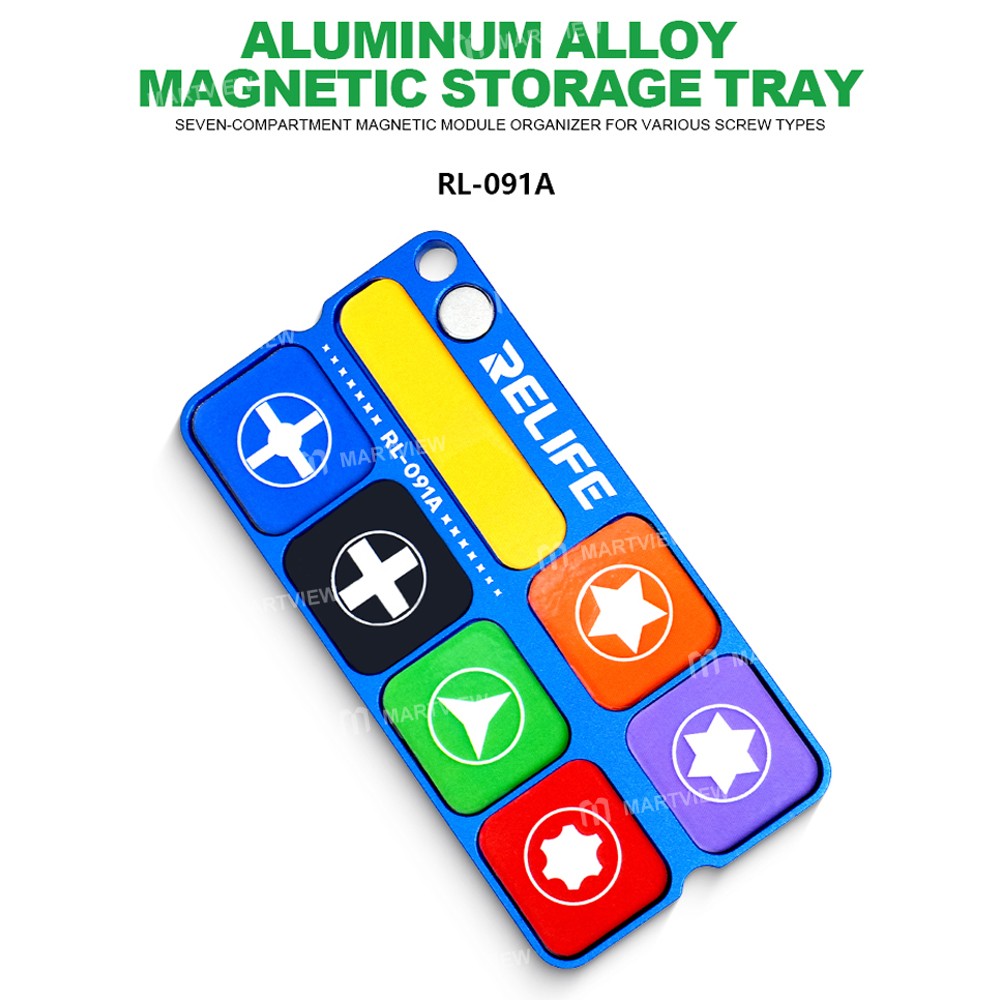 relife rl-091a-7-compartment-aluminum-alloy-screw-magnetic-storage-tray-7