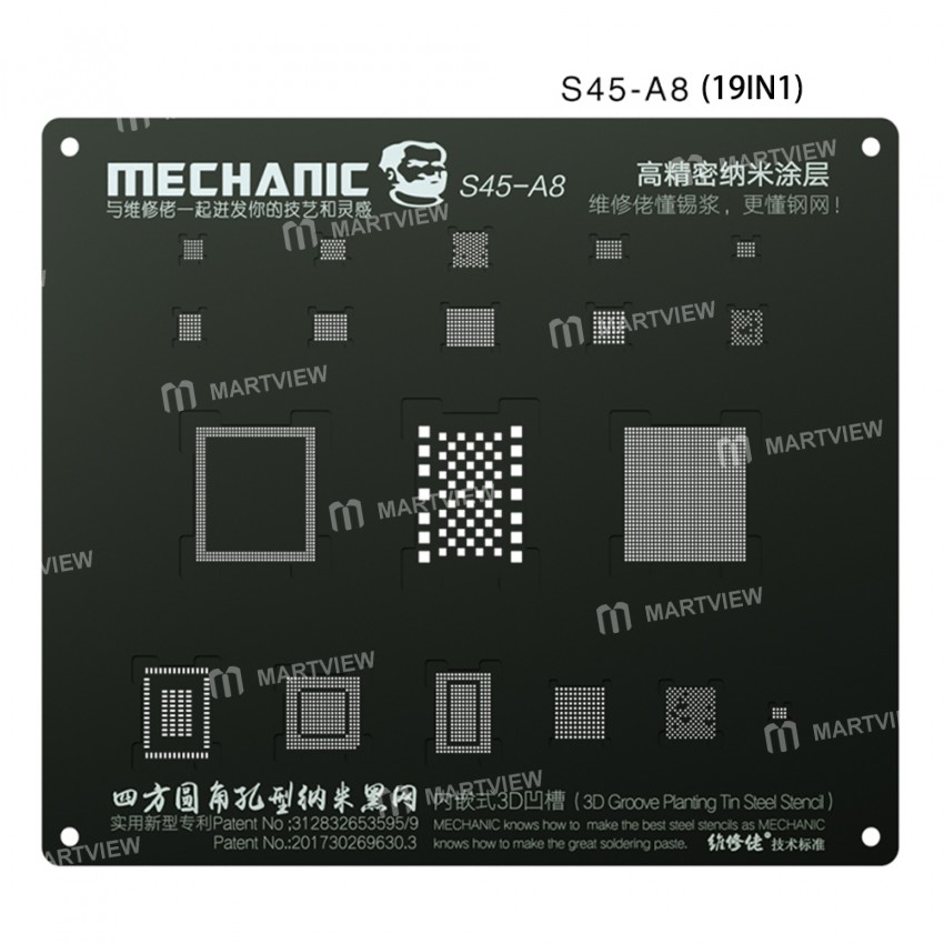 Mechanic S45 3D Groove Tin BGA Reball Stencil Net for A8 / A9 / A10 / A11 / A12