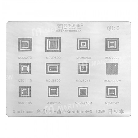 Amaoe QU6 0.12mm BGA Stencil Reballing for Qualcomm CPU+Baseband