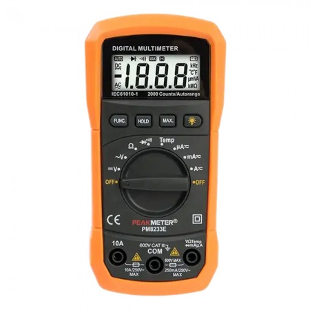 PEAKMETER PM8233E 2000 Counts Mini LCD Digital Multimeter DC / AC Voltage Current Resistance Tester Ammeter Multitester