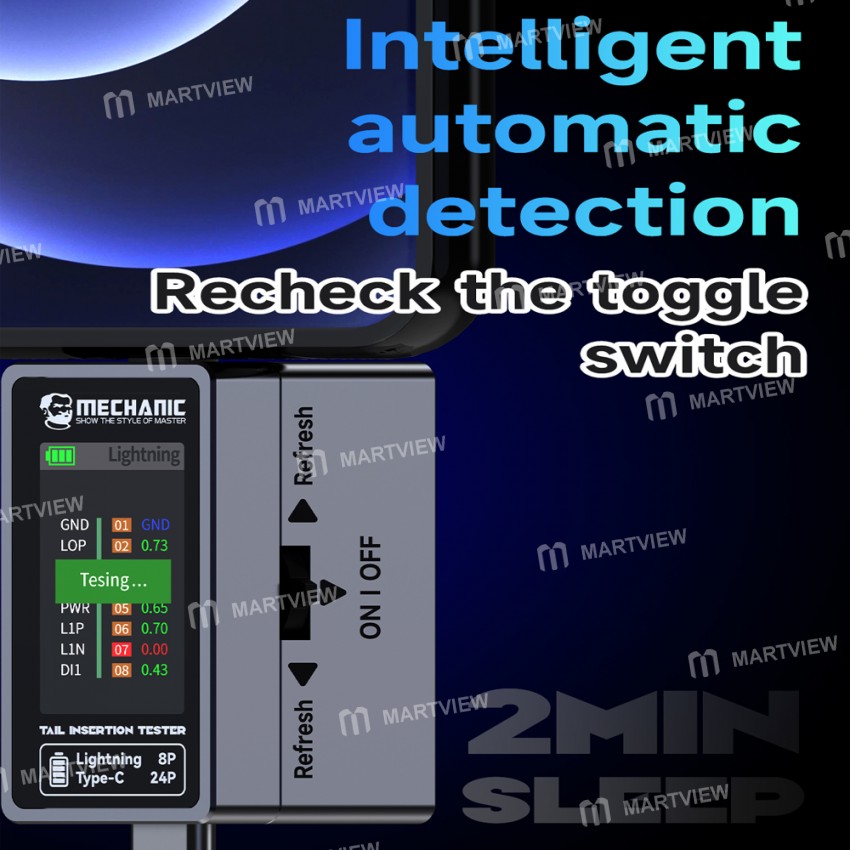 mechanic t-824-type-c-to-lightning-high-precision-digital-display-tail-insertion-tester-8