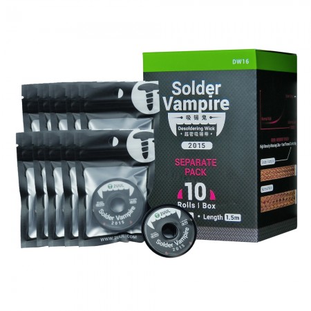 2uul DW16 Solder Vampire 2015 Ultra Density Desoldering Wick (10Rolls / Box)
