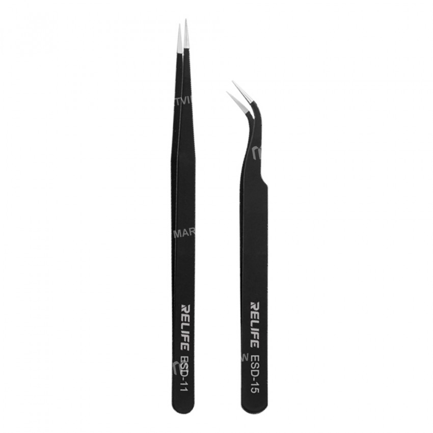 relife rl-esd-black-antistatic-non-magnetic-stainless-steel-precision-tweezers-13