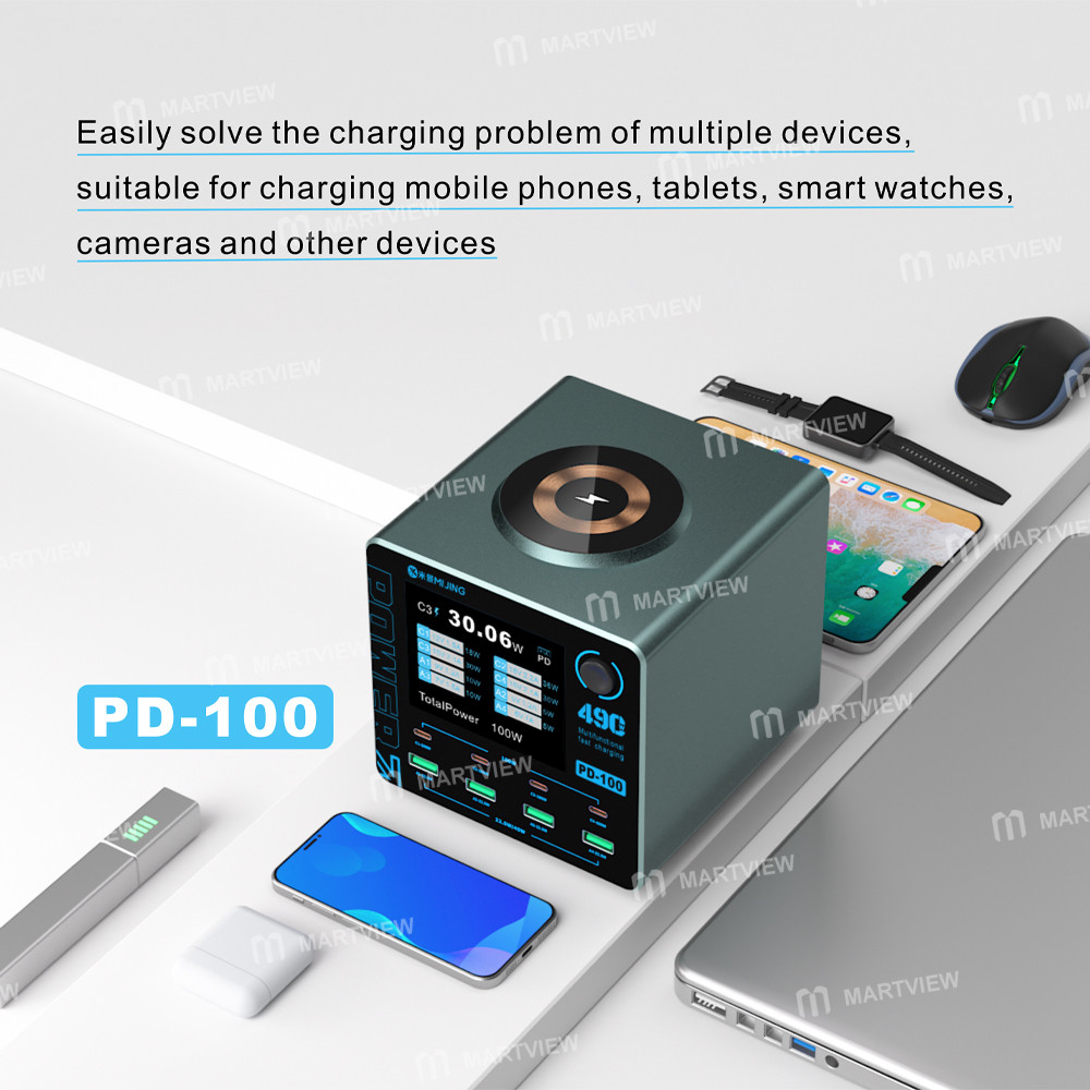 mijing pd100-100w-multi-port-smart-fast-charger-supports-qc-pd-fast-charging-15w-wireless-charging-8