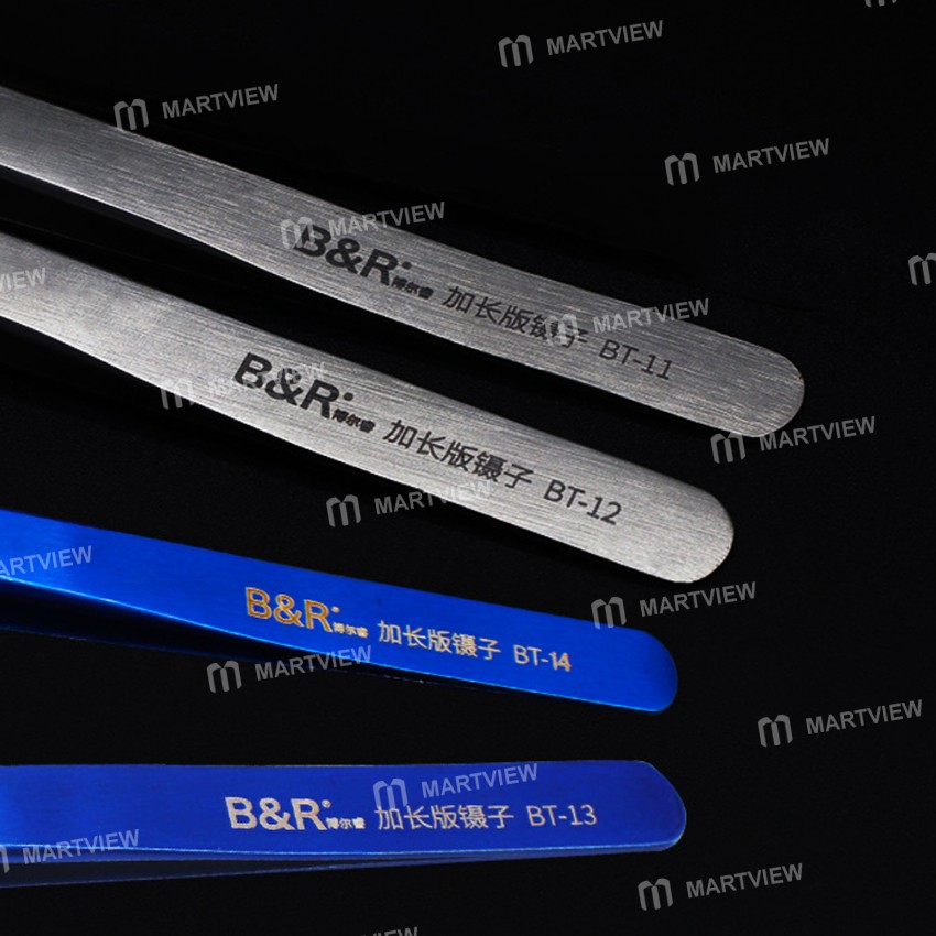 B&R BT-11 BT-12 BT-13 BT-14 Precision Lengthened Anti-static Stainless Steel Tweezer