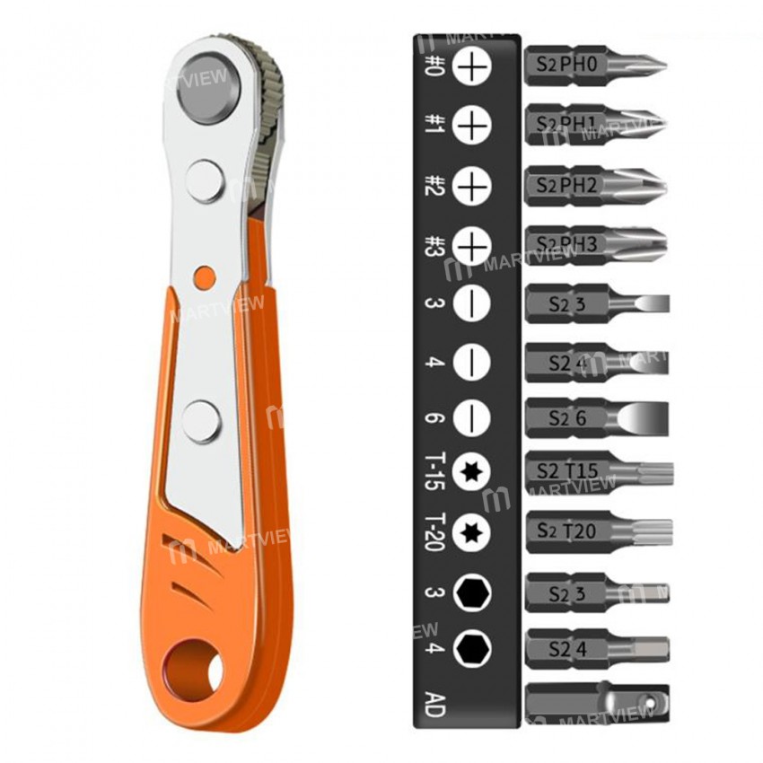 Vessel Low Profile Flat Ratchet Screwdriver Set, 15-Degree Angle TX-79U - Made In Japan