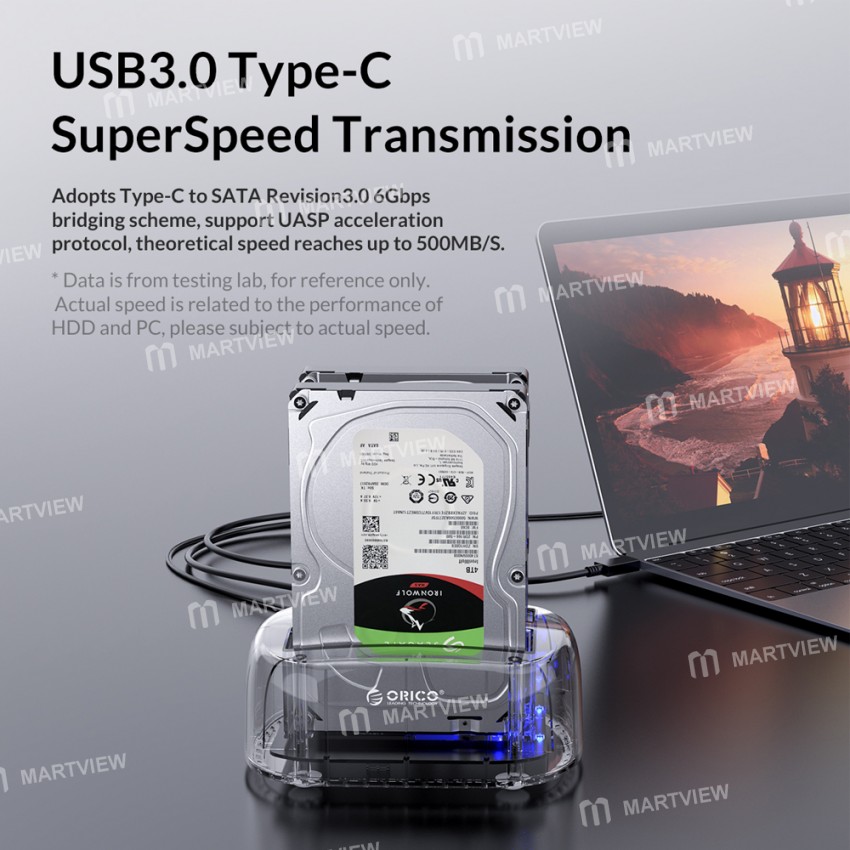 Orico 2 Bay SATA to USB 3.1 Transparent External HDD Docking Station for 2.5 / 3.5 inches HDD SSD