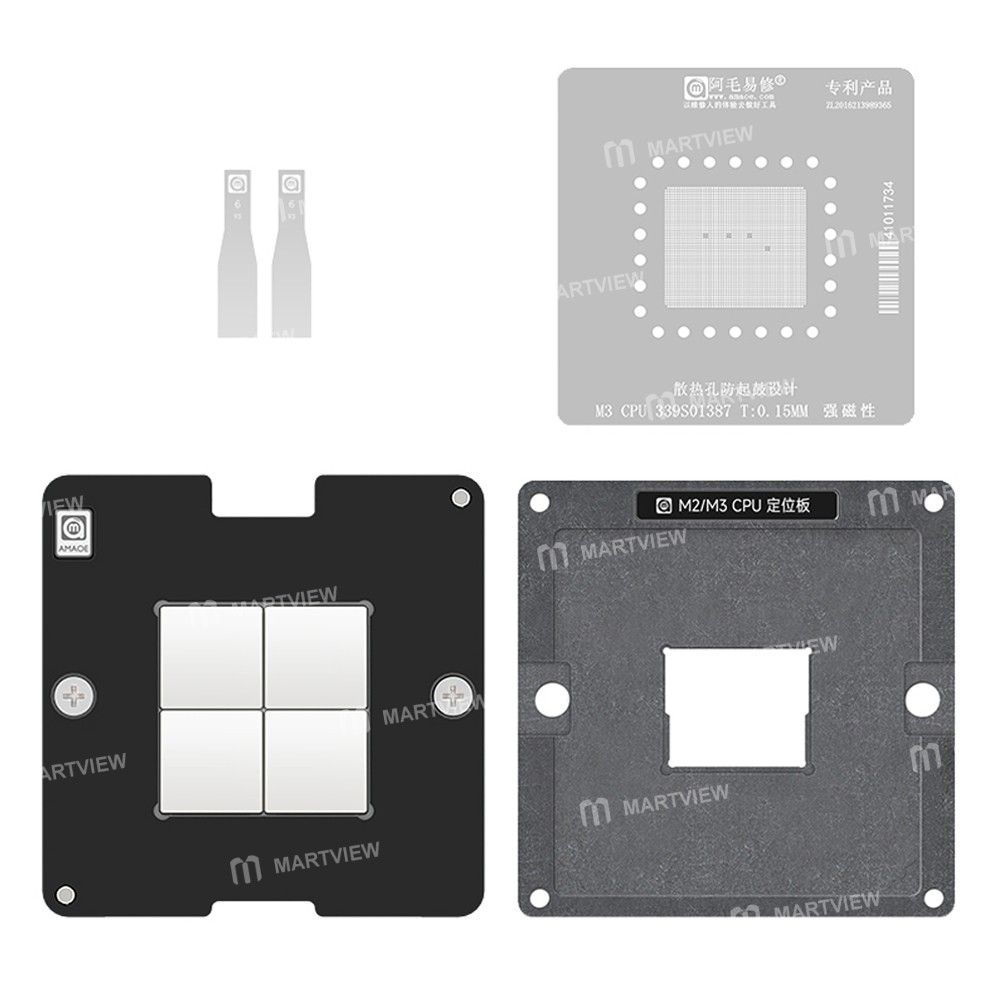 amaoe 015mm-cpu-bga-reballing-stencil-platform-set-for-apple-m3-cpu-339s01387-1