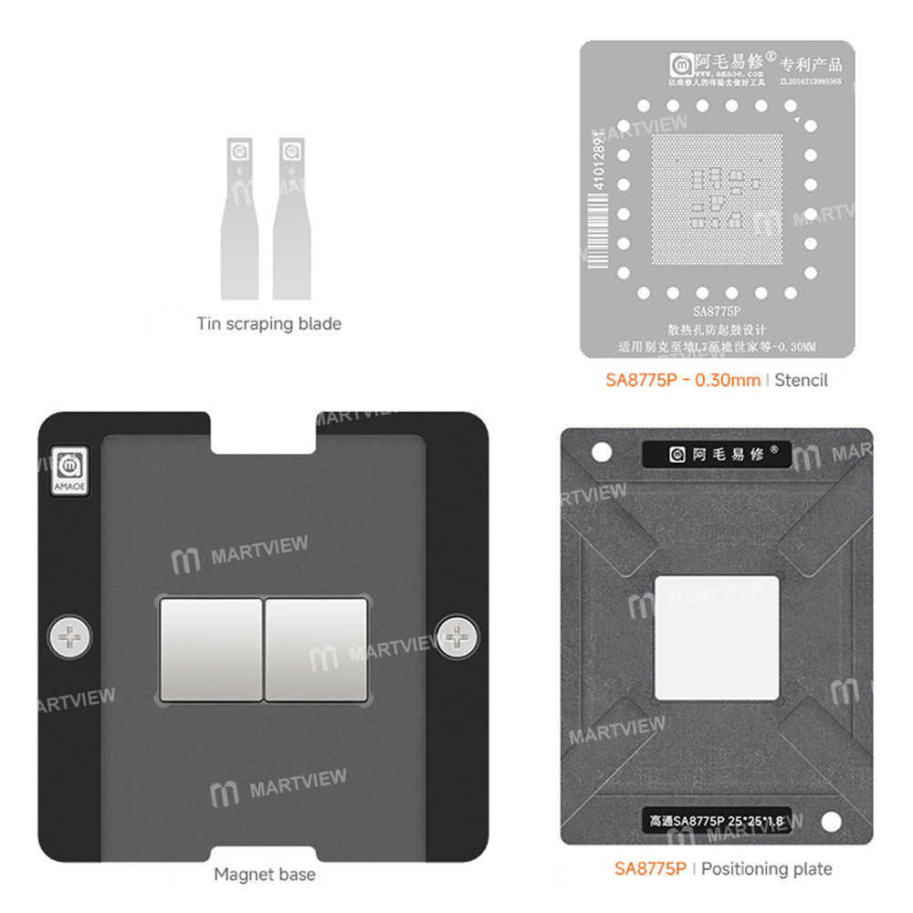 amaoe 030mm-qualcomm-sa8775p-in-vehicle-mainboard-chips-bga-reballing-stencil-tin-plating-platform-s