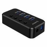 Orico SWU3-4A 4-Port High-speed USB 3.0 Split Control Hub With Power Adapter Support BC1.2 Charging