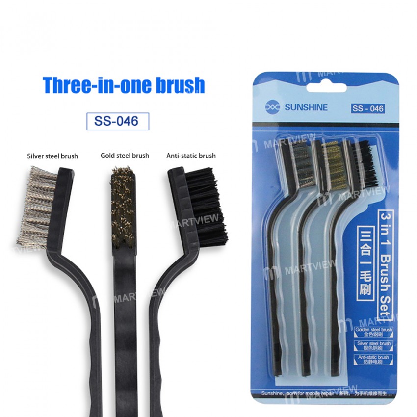 Sunshine SS-046 3in1 Gold Silver Anti-Static Steel Brush
