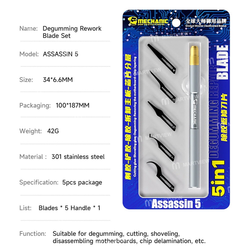 mechanic assassin-5-5-in-1-professional-degumming-rework-blade-set-for-motherboard-ic-cpu-repair-10