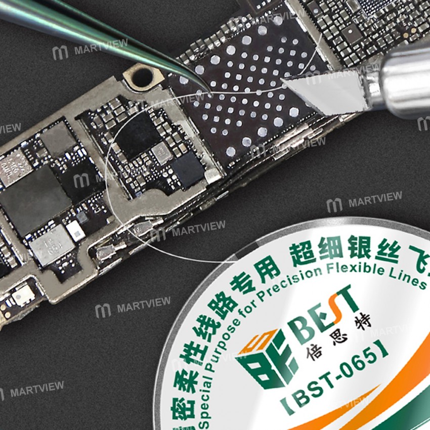 BST-065 0.009mm 200M Ultra Fine Silver Flying Line for Mobile Phone Motherboard Repair