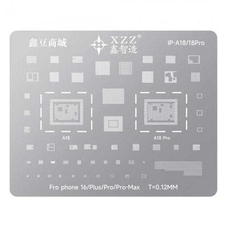 Xinzhizao 0.12mm CPU BGA Reballing Stencil for iPhone 16 Series Apple A18 / A18 Pro CPU