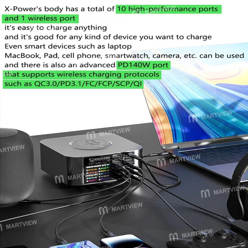 mechanic x-power-series-multiport-digital-display-usb-charger-station-with-wireless-charging-6