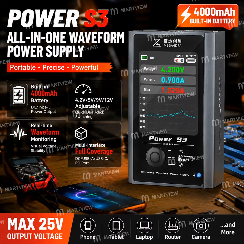 mega idea-power-s3-dc-25v-multi-port-output-portable-all-in-one-waveform-power-supply-2