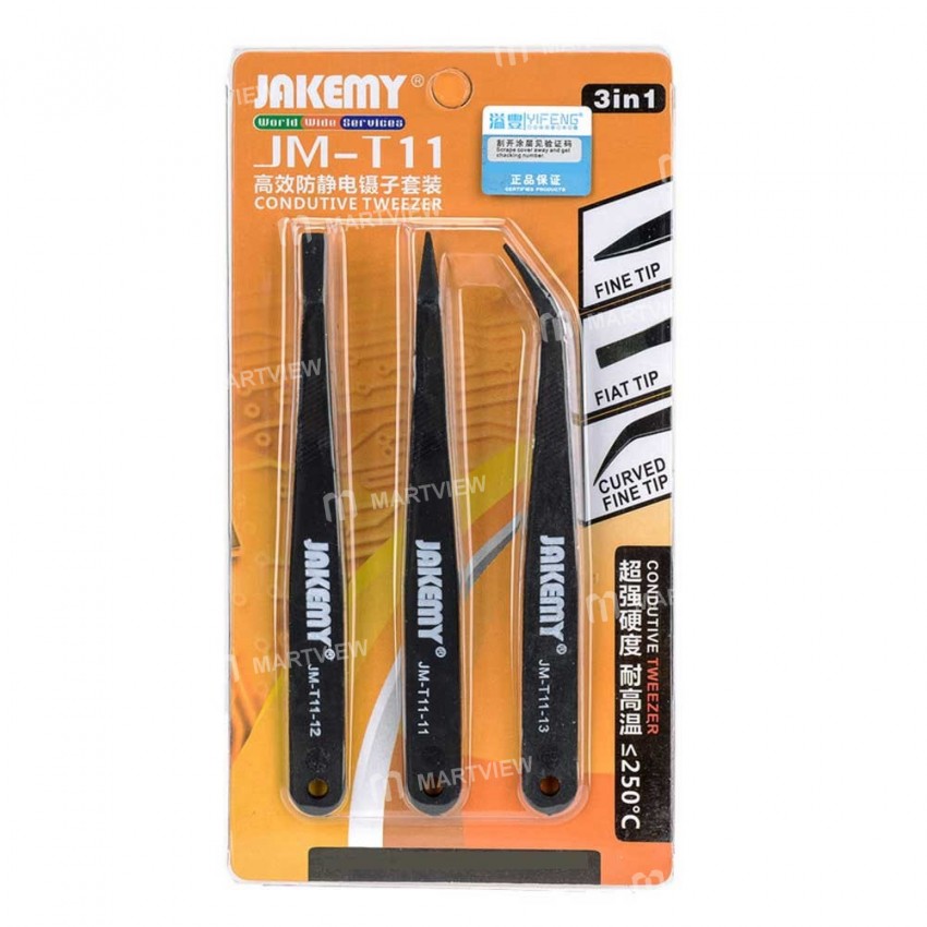 JAKEMY JM-T11 Efficient Anti-static Tweezers Set Tablets Triad Fix Repair Tool Kit for Smartphone