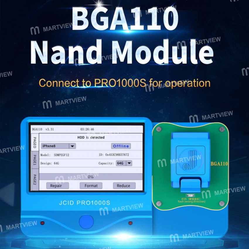 JC BGA110 NAND Reading / Re-Writing Programmer Module (Need Remove IC) for iPhone 8 / 8 Plus / X / X