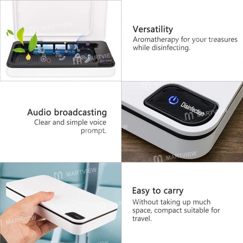 USB Portable Smartphone UV Sterilizer Box with Aromatherapy Function Wireless Charging