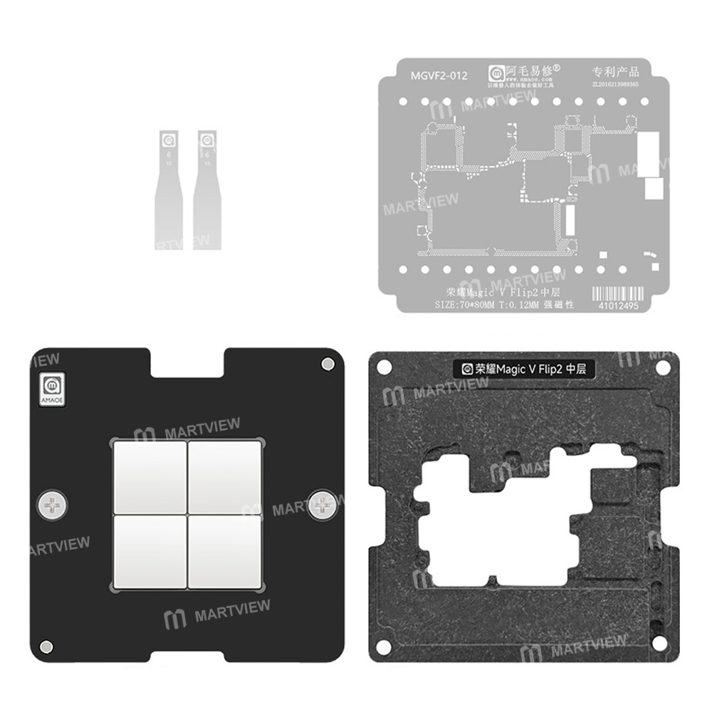 amaoe middle-layer-bga-reballing-stencil-tin-planting-platform-set-for-honor-magic-v-flip-1