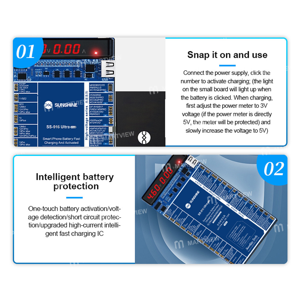 sunshine ss-916-ultra-v30-digital-display-charging-activation-board-for-iphone-6-to-17pro-max-androi