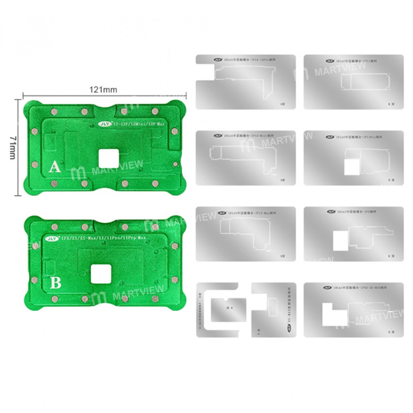 BEST 10-in-1 Motherboard middle layer BGA Planting Tin Template Platform Set for iPhone X to 13Pro M