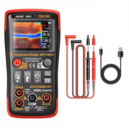 Aneng Handheld 2-in-1 HD Digital Thermal Imaging Camera & Smart Multimeter