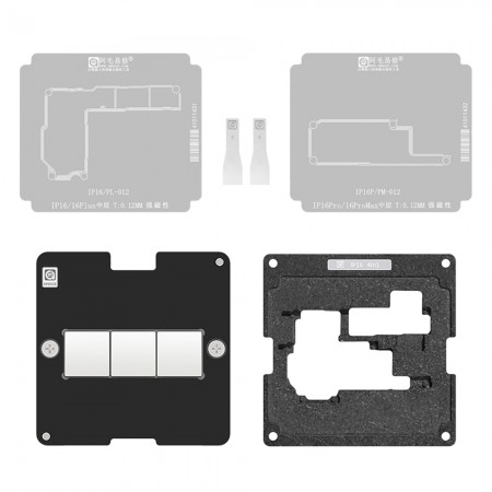 Amaoe IP16 4-in-1 0.12mm Motherboard Middle Layer BGA Reballing Stencil Platform Set for iPhone 16 Series