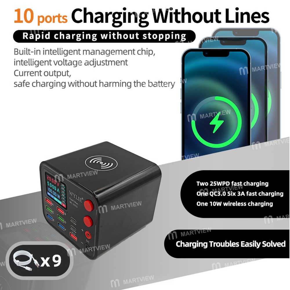 wylie wl-205d-100w-9-ports-usb-type-c-charger-station-with-wireless-charging--ex-expansion-port-5