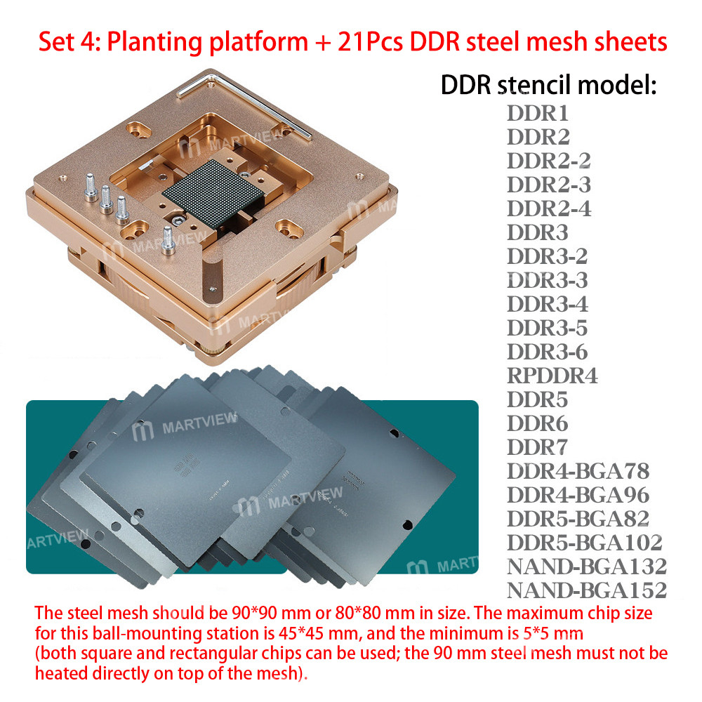 80mm 90mm-universal-bga-reballing-tin-plating-platform-with-universal-cpu-ddr-stencils-5