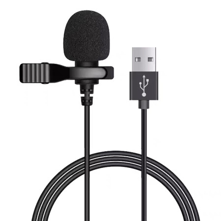 USB Noise-Canceling Lapel Microphone for Desktop / Laptop Computers