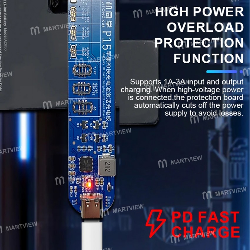jtx p15-disassembly-free-battery-charging-activation-board-with-pd-charging-for-iphone-6-to-15pro-ma