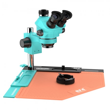 RF4 RF-7050TV-V2 7X-50X Synchronous Zoom Trinocular Stereo Microscope with RF-V2 Work Mat