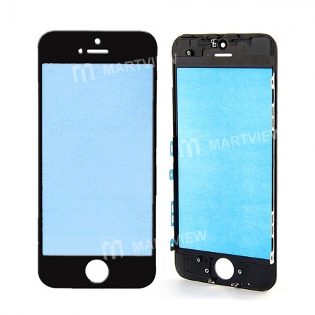 Replacement touch screen digitizer outer glass lens with bezel frame pre assembled for iPhone 5 black