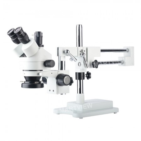 14X-90X Trinocular Stereo Microscope with Double Boom Big Base Extension Holder LED light Stereo Zoom Microscope
