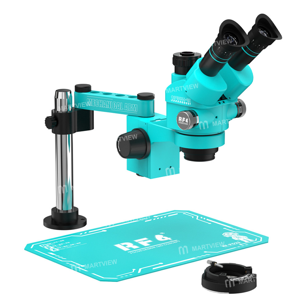 rf4 rf-6558pro-fo18-po23-65-58x-trinocular-stereo-microscope-with-fo18-swing-arm-stand-po23-silicone
