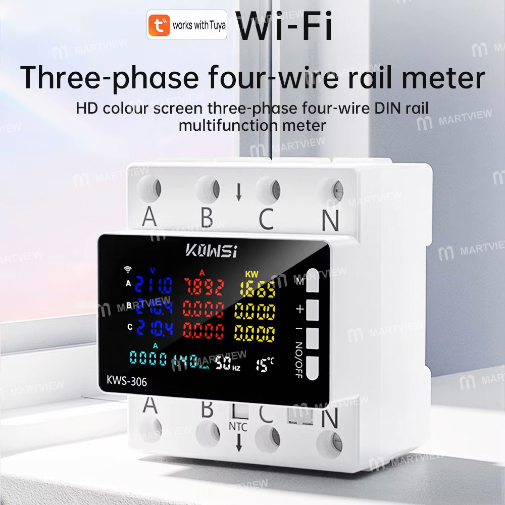 kws 306-series-hd-color-screen-three-phase-four-wire-rail-mounted-multifunction-meter-with-rs485-com