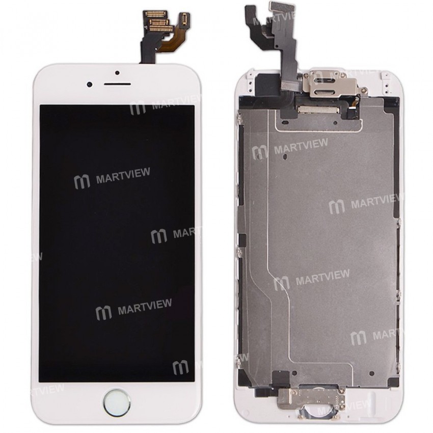 Replacement original iPhone 6 LCD with spareparts home button earphone camera etc white