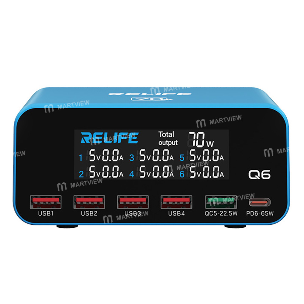 relife q6-70w-intelligent-multi-port-digital-display-charger-up-to-65w-single-port-output-1