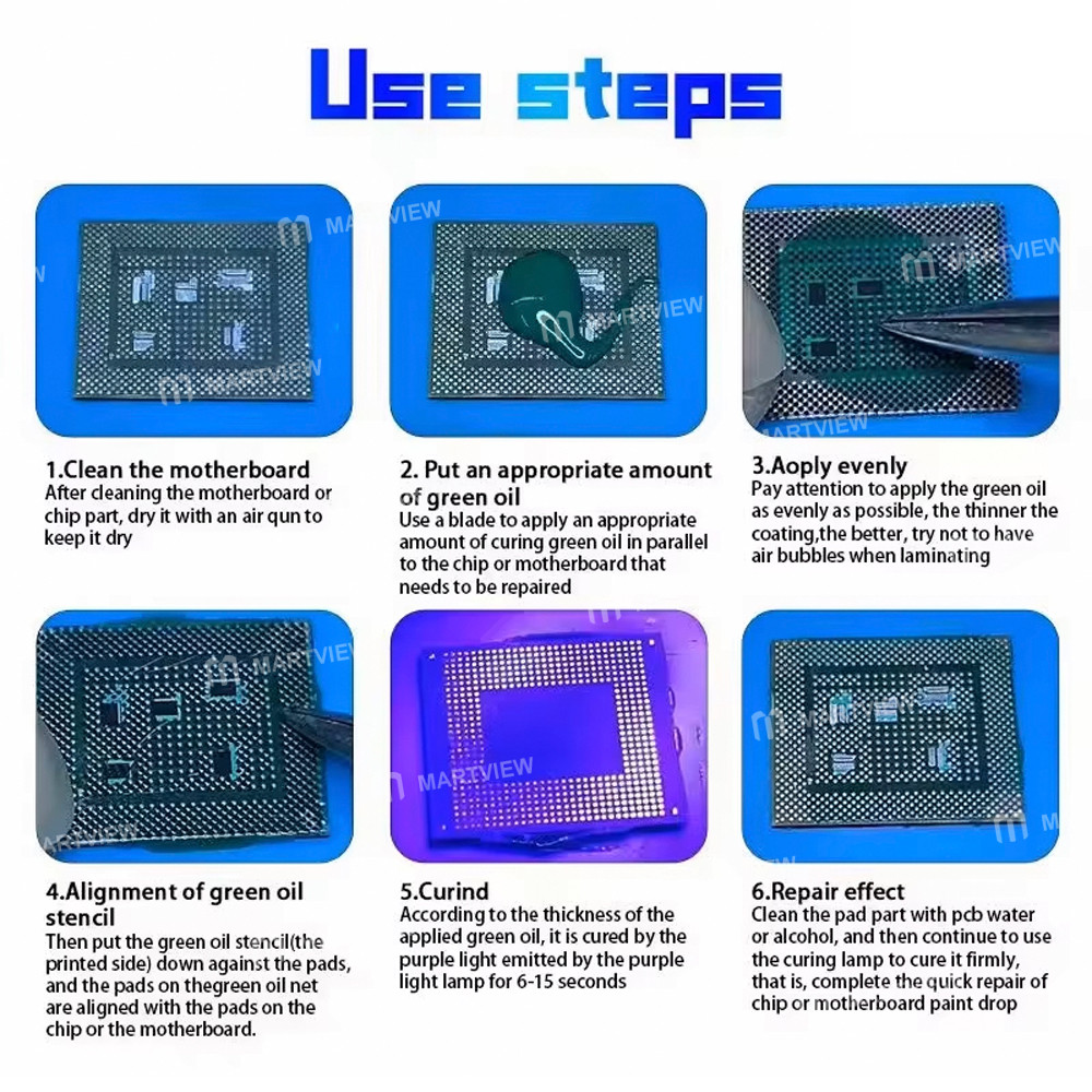 jtx universal-hole-spacing-030350405-uv-green-oil-isolation-bga-reballing-stencil-3