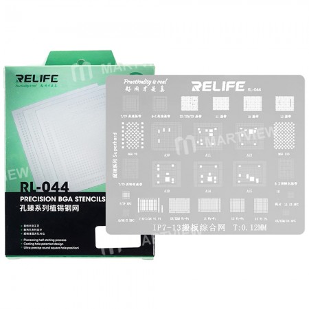 Relife RL-044 0.12mm Tin Planting Stencils for iPhone 7 to 13 CPU/Baseband/WiFi/NFC /BGA Repair