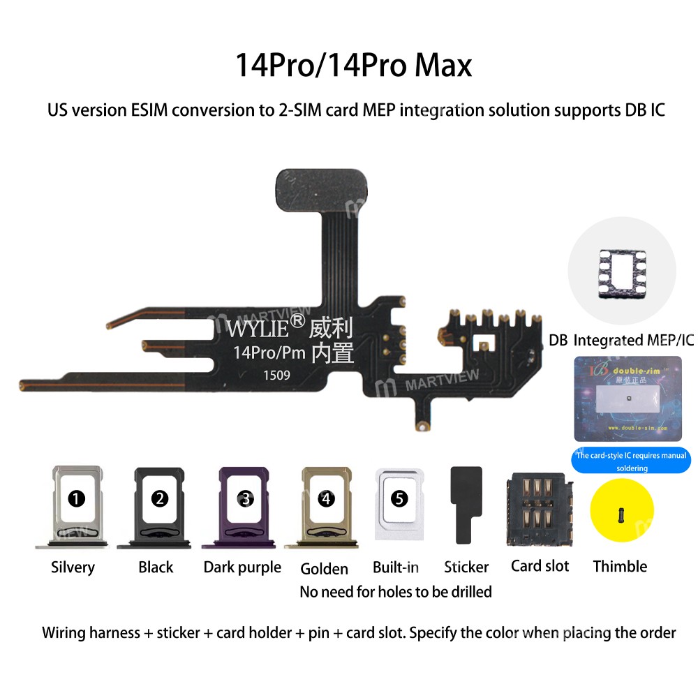 wylie e-sim-conversion-to-2-sim-card-mep-integration-solution-supports-supersnow-db-ic-for-iphone-14