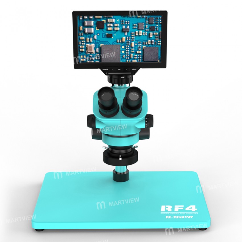 rf4 rf-7050tvp-ys010w-7-50x-synchronous-zoom-trinocular-stereo-microscope-with-big-base-hd-monitor-3