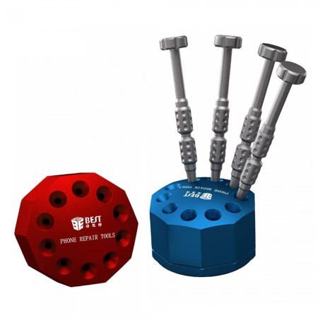 BST-10S Ten Holes Aluminum 360° Rotating Magnetic Screwdriver Storage Rack for Mobile Phone Repair